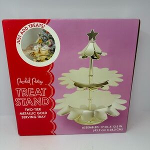 Packed Party Treat Stand Two-Tier Plastic Metallic Gold Serving Tray Holiday New